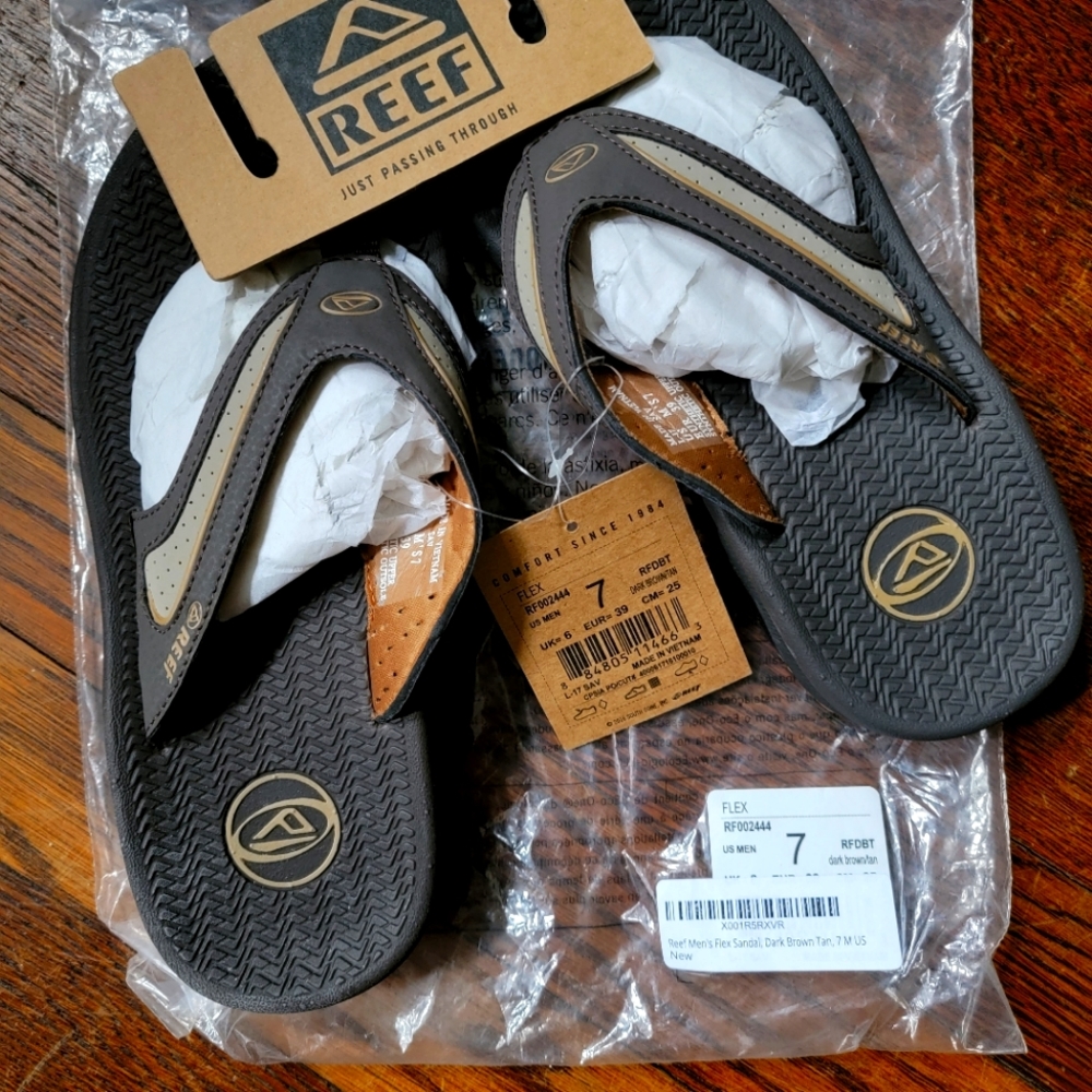 Reef Men's Flex Flip Flop, Dark Brown/Tan, 7